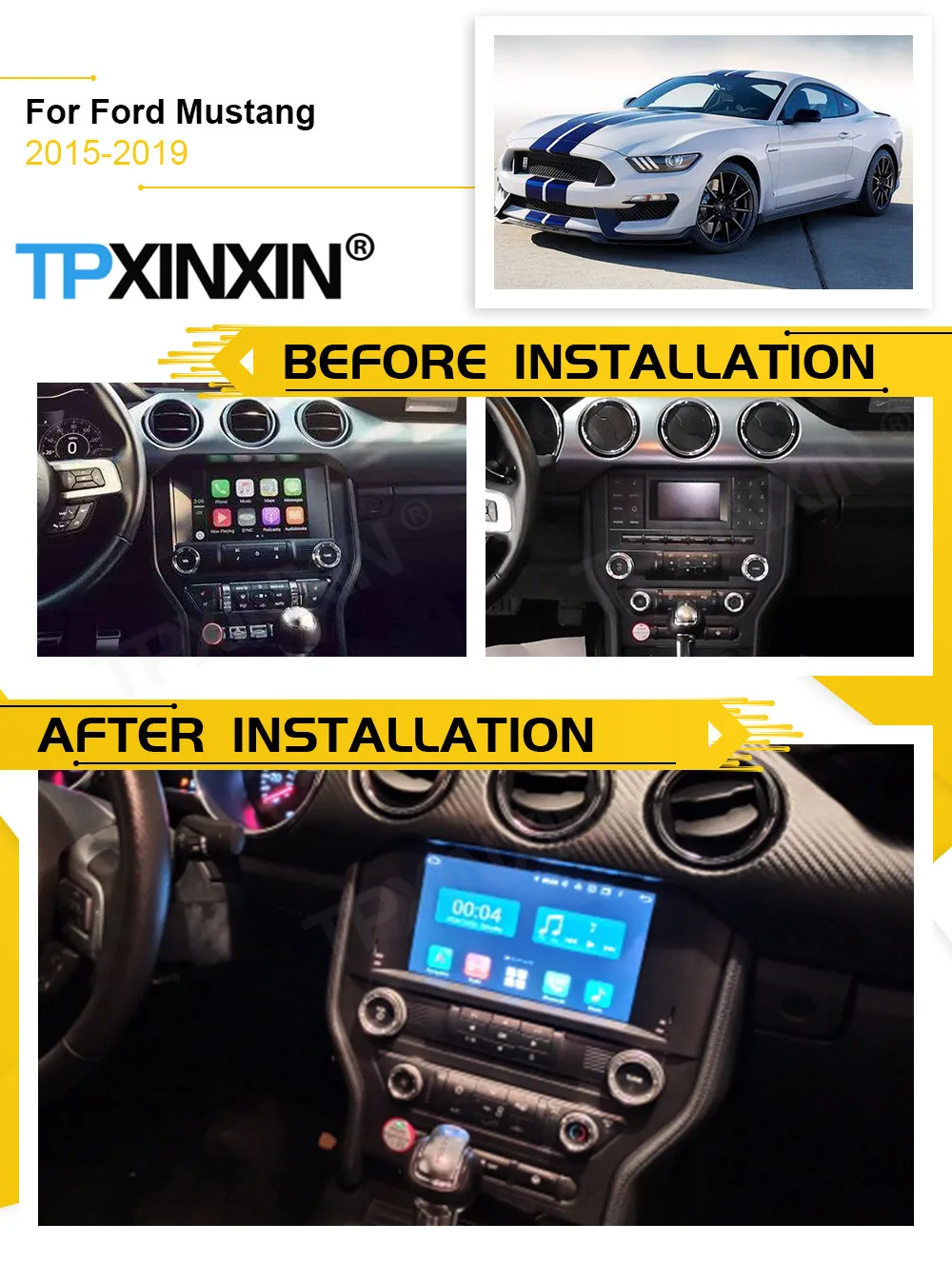 

2 Din Android Multimedia Radio Receiver For Ford Mustang 2015 2016 2017 2018 2019 2020 Audio Stereo Video Player GPS Head Unit
