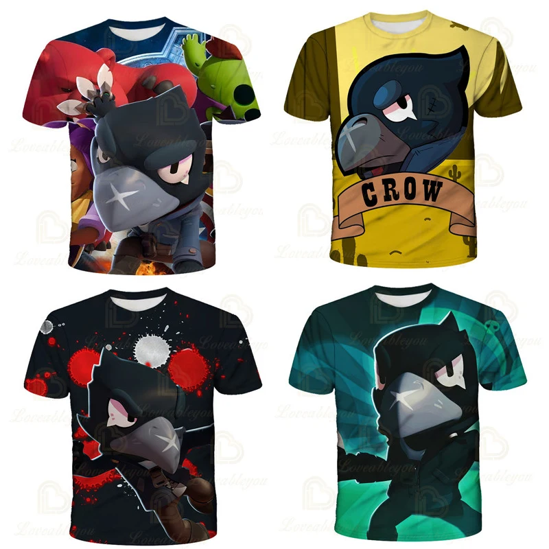 

Browlers 8-BIt and Star, 6 To 19 Years Kids Teen Clothes Leon Shirt Cartoon T-shirt Shooting Game 3D T-shirt Boys Girls Tops