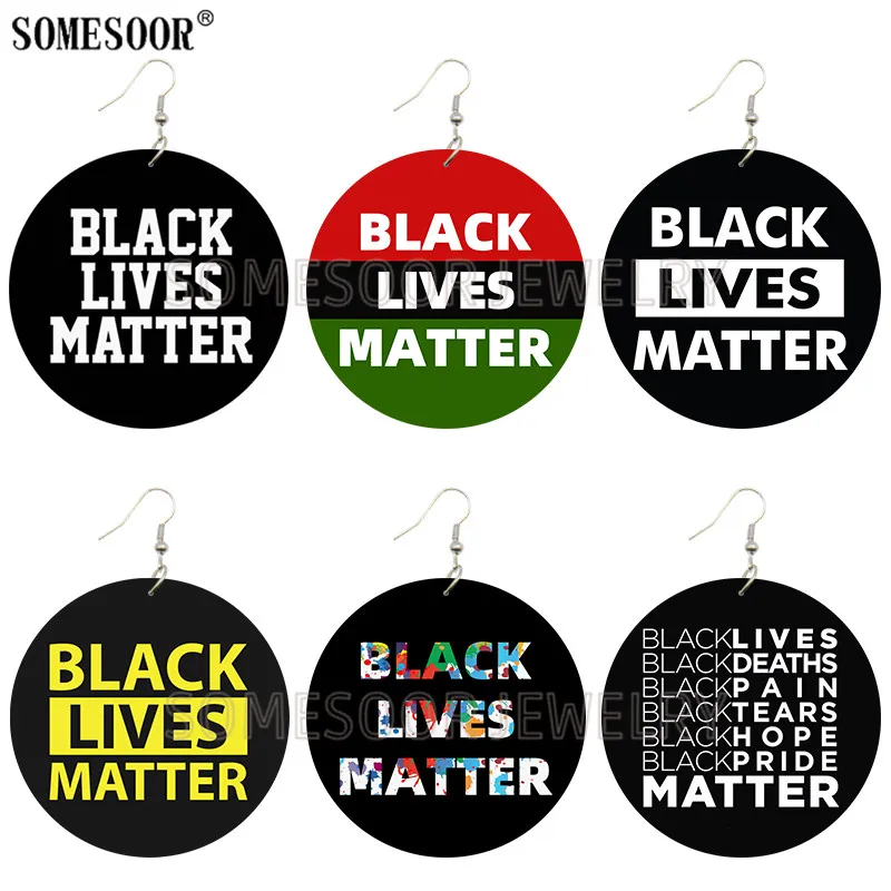 SOMESOOR модные уличные серьги капли из натурального дерева с черным слоганом живой