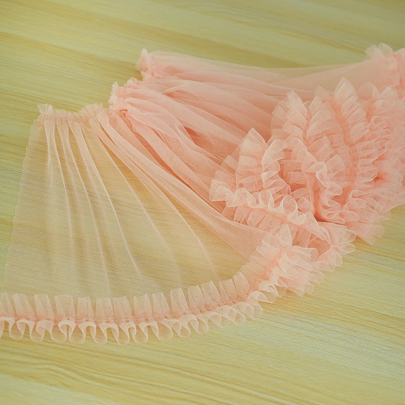 

Gauze I-shaped Pleats Lace Edge Fabric Trim mesh Three-dimensional Flower Skirt Doll Accessories Handmade DIY Decoratio
