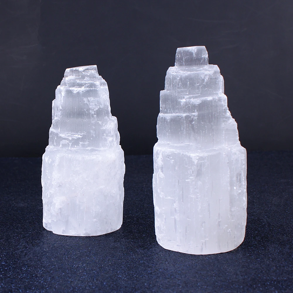 1 шт. Selenite 100 мм украшение из Белого Гипса небоскреб замок башни гипсовый Кристал острый 240-350 г