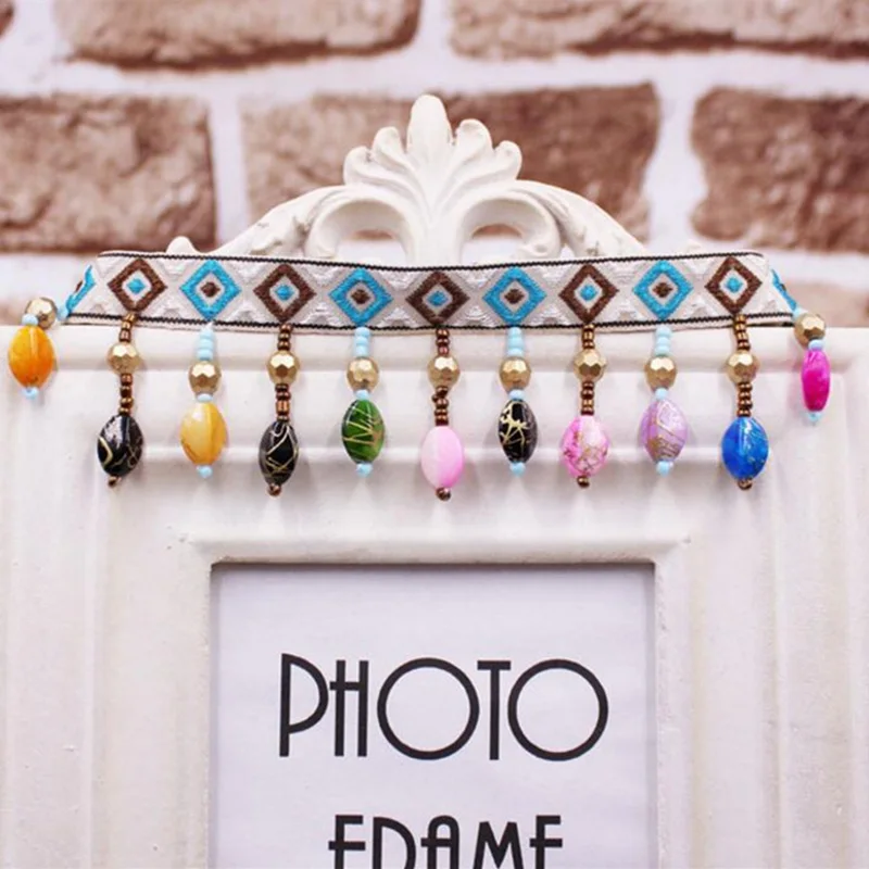 1 ярд/партия Этническая шелковая кисточка бахрома отделка вышивка кружевная Бохо