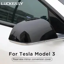 LUCKEASY Car Accessories Exterior Modification For Tesla Model 3 2017-2021 ABS Chrome Starry Sky Rear View Mirror Cover 2pcs/Set
