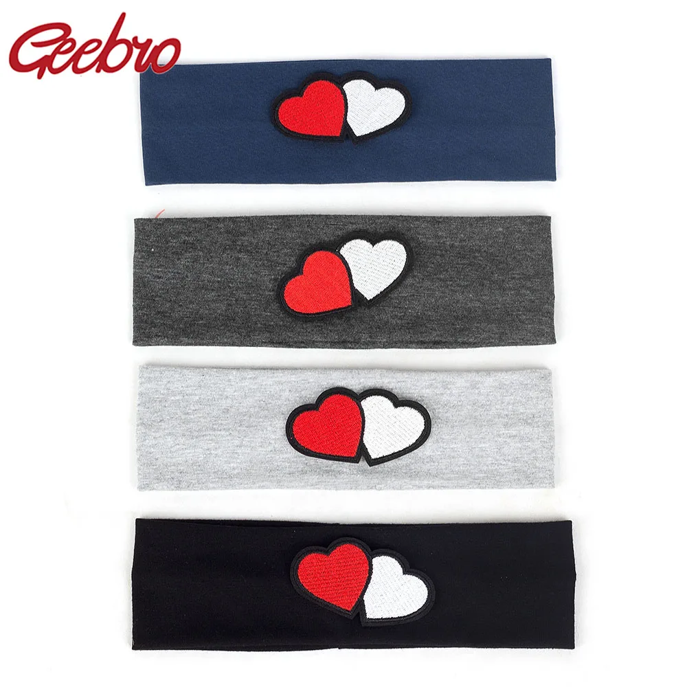 Geebro новорожденный Тюрбан повязка на голову для девочек красный белый любовь