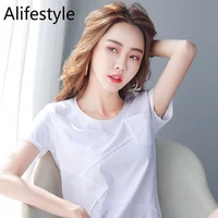 2020 summer new loose solid color simple short sleeve t shirt popular thin high elastic fashion casual short sleeve t shirt