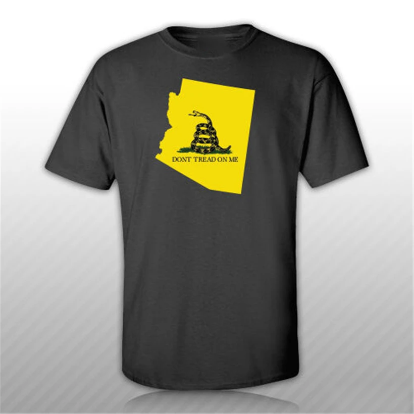 Футболка с флагом Гадсден в форме штата Аризона Бесплатная наклейка AZ футболка