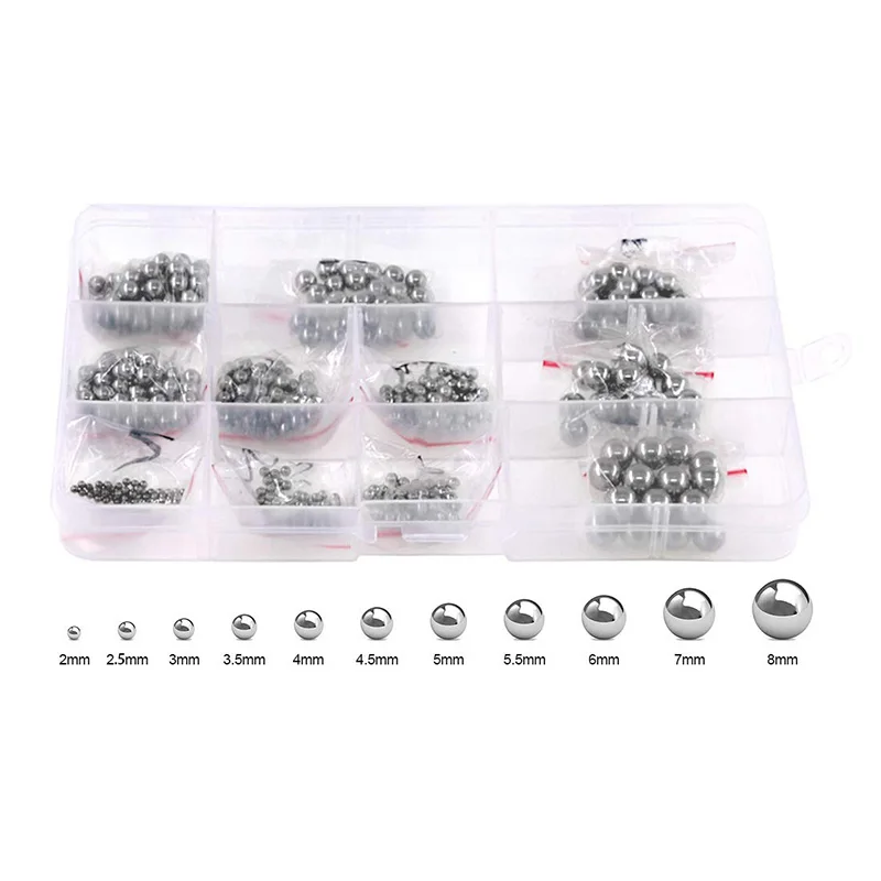 

Набор шаровых подшипников, метрические прецизионные хромированные стальные шарики подшипника в ассортименте (510 шт)