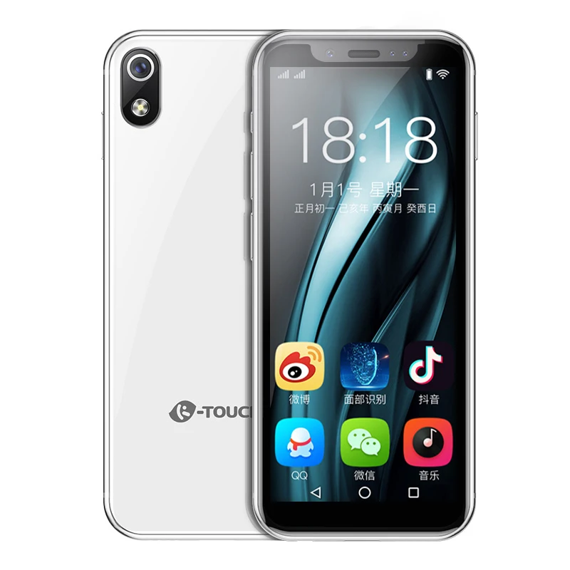Карманный мини мобильный телефон K-touch i9 Android 8,1 металлическая рамка 3,46 дюймов celular wifi точка доступа для лица ID Google Play Store - Цвет: i9 White