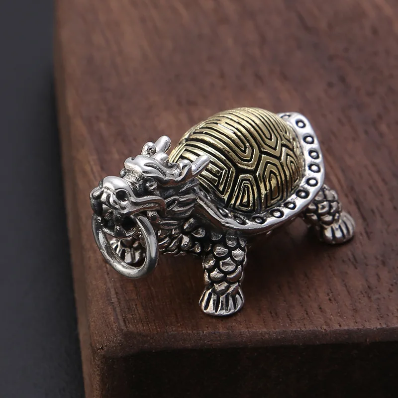 

S925 Sterling Silver Jewelry Vintage Thai Silver Popular Classic Style Chinese Style Dragon Turtle Male Female Pendant
