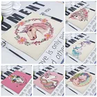 Льняной Настольный коврик с милым единорогом, домашние коврики с милым мультяшным животным, детские коврики для кухни и столовой, коврики, прокладки, салфетки