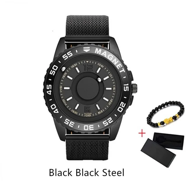 YZ Black BKsteel EUTOUR, магнитные часы, мяч, шоу, мужские, водонепроницаемые, Роскошные, мужские, s, наручные часы, спортивные, нержавеющая сталь, Прямая поставка, кварцевые наручные часы - Цвет: YZ Black BKsteel