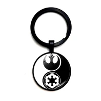 yin yang steampunk badge glass cabochon vintage keychain charm car key ring pendant gift jewelry pendant