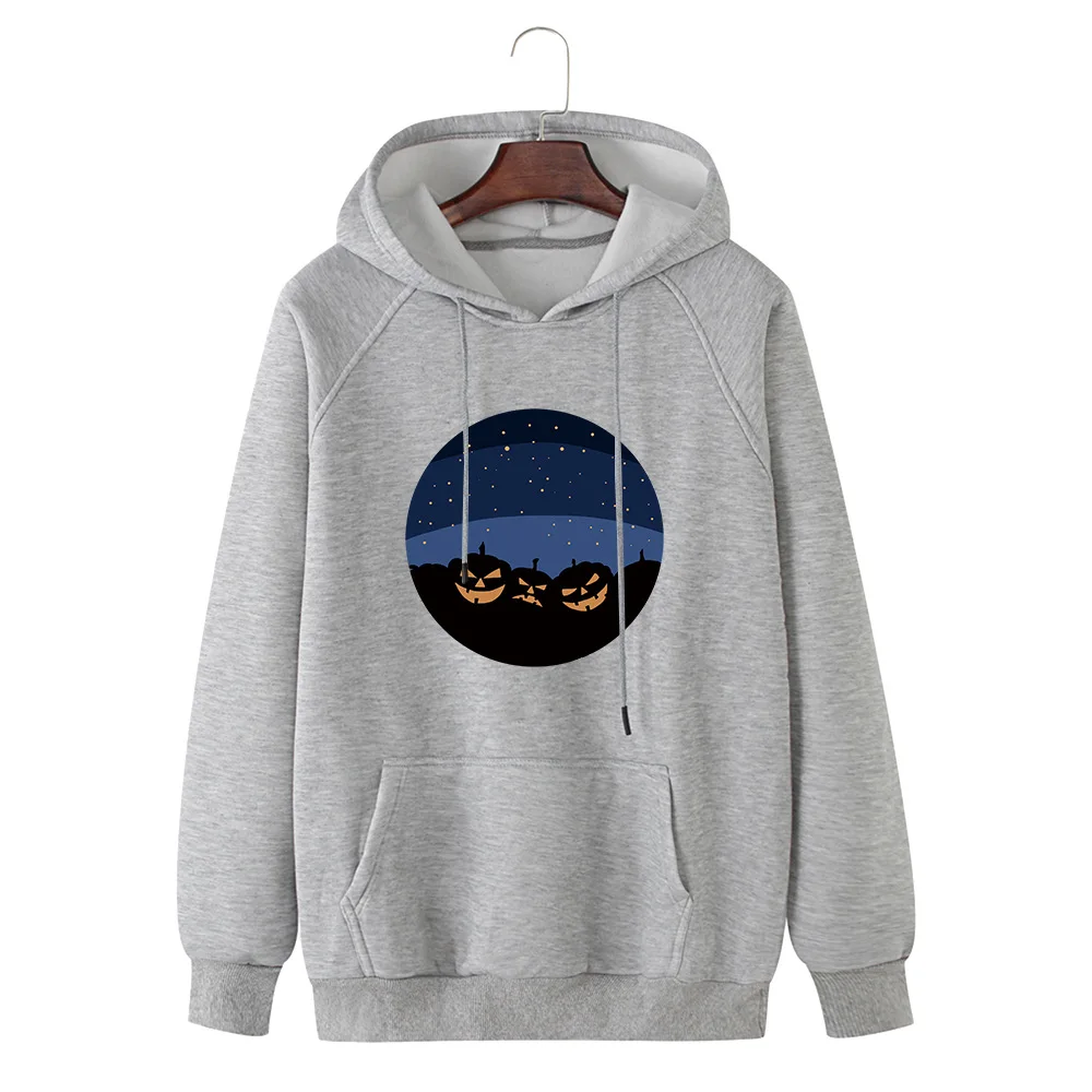 

2020 Autumn and Winter Man DIY creative Halloween Pumpkin Night Print Hooded Sweatshirt Male casual print Hoodies trend tops