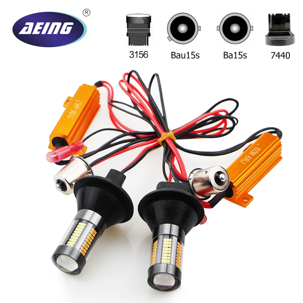 Светодиодная лампа AEING 1156 Ba15s P21W/Bau15s PY21W/T20 7440/T25 3156 без Hyper Flash/без ошибок янтарный