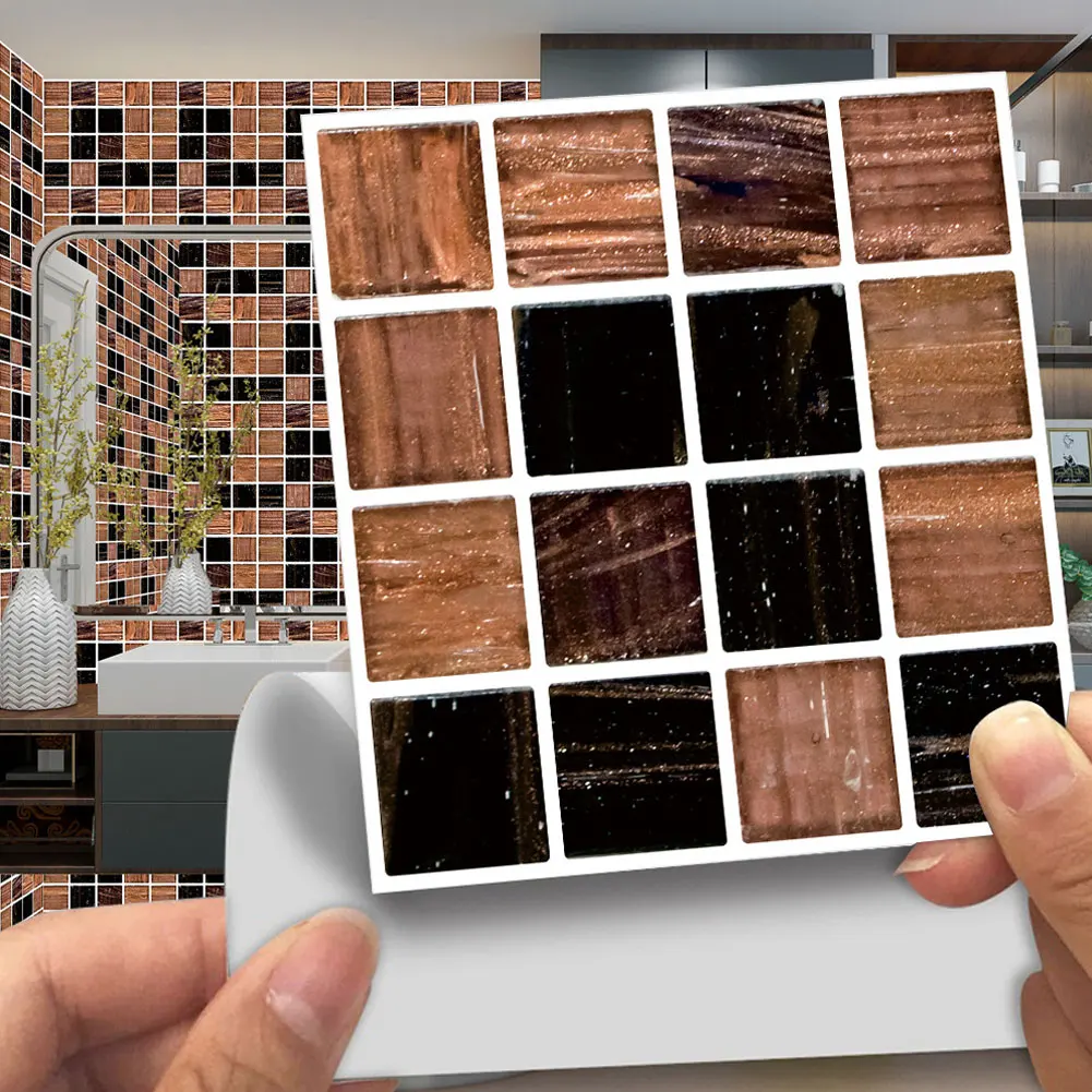 

Tiles Wall Sticker Flat 30pcs/set Colorful Marble Mosaic Peel Stick Backsplash Kitchen Wardrobe Home Wallpaper PVC Art Mural