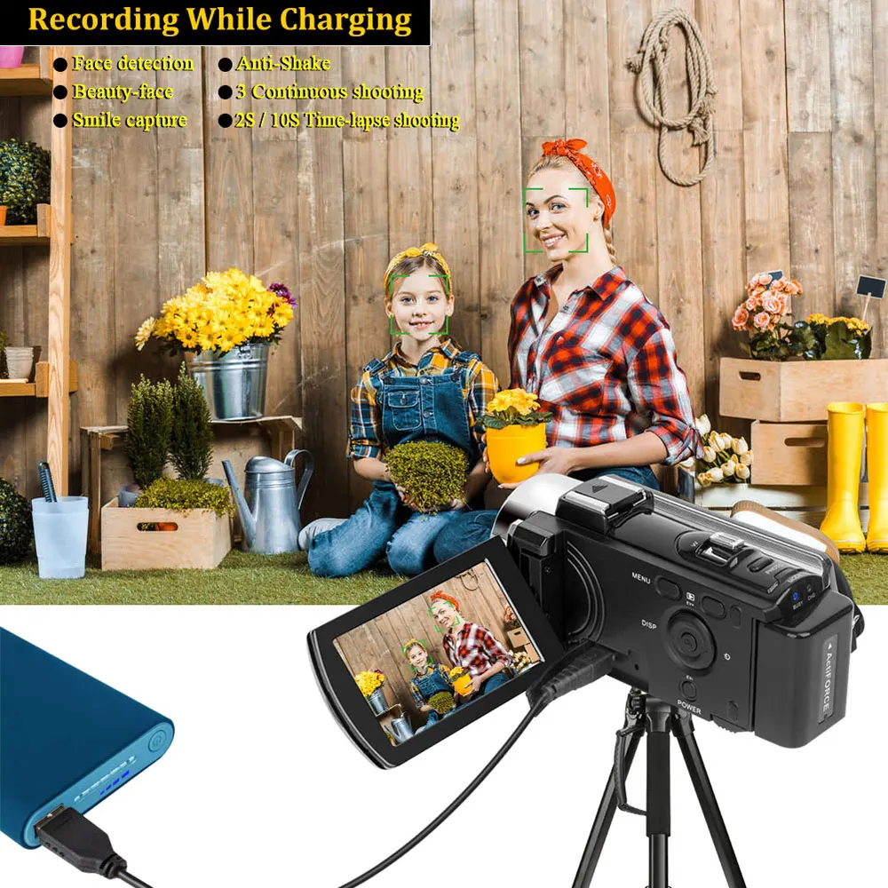 Видеокамера видеокамера цифровая YouTube Vlogging FHD 1080P 24MP вращение на 270 градусов 16X