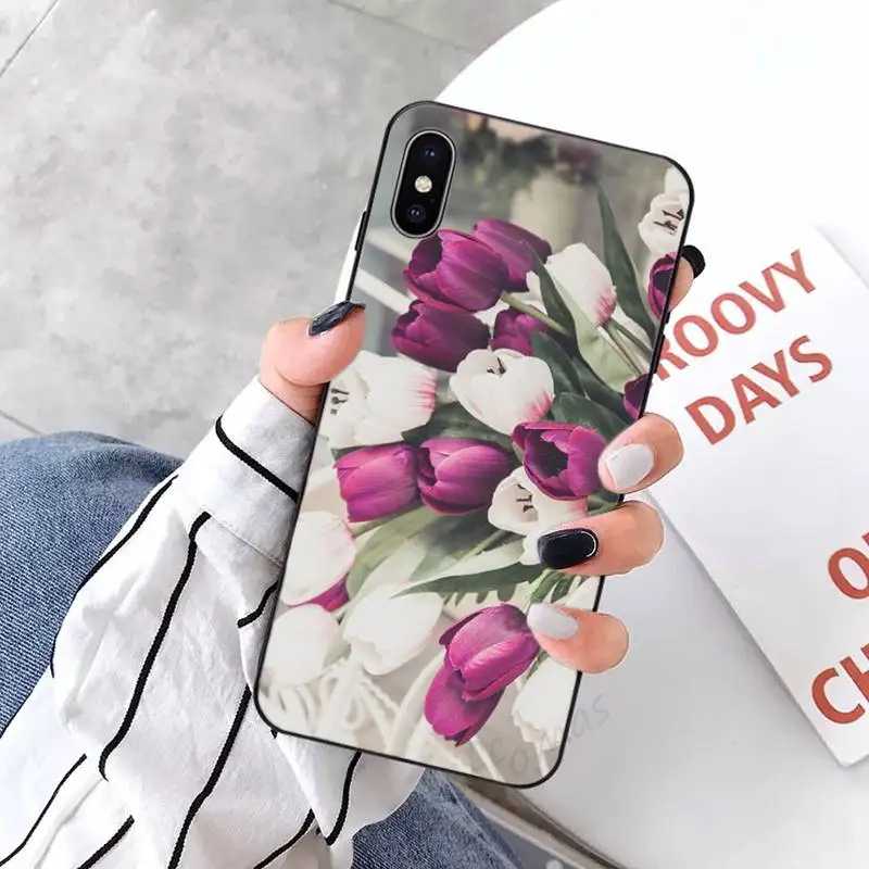 

Spring Colorful Tulips Phone Cases for iPhone 11 12 pro XS MAX 8 7 6 6S Plus X 5S SE 2020 XR