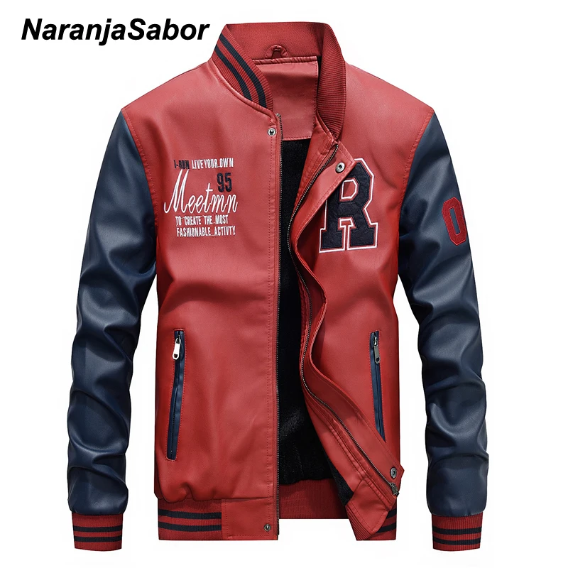 Мужская куртка из ПУ кожи с вышивкой на осень/зиму | одежда