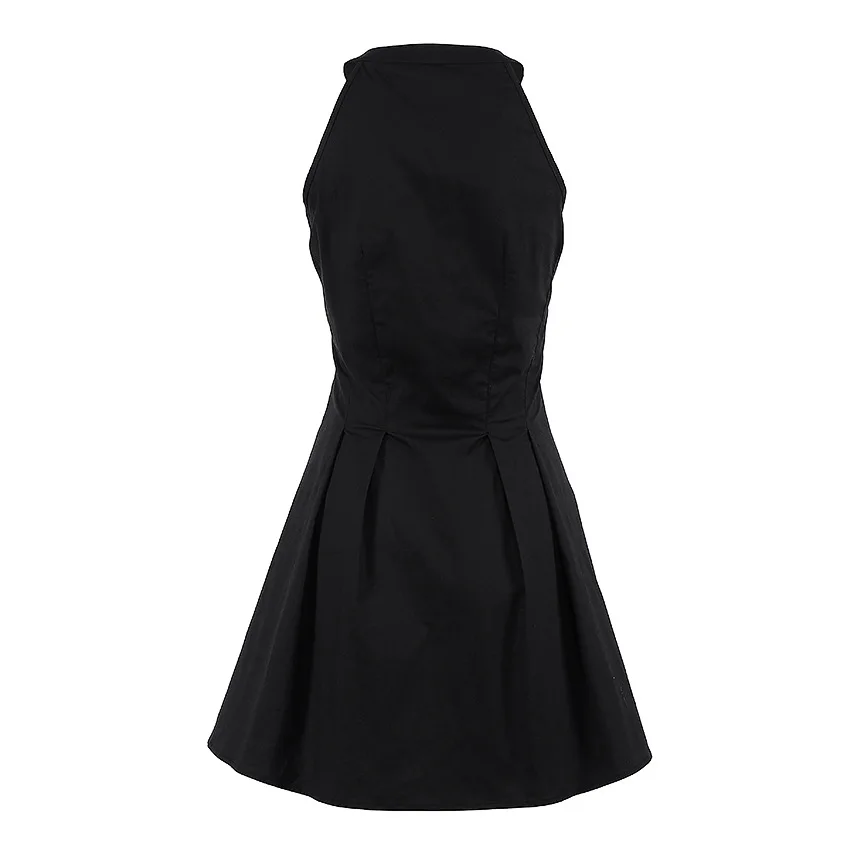 

New Black Hanging Neck Off-the-shoulder Slim Dress Women European and American Sexy Sleeveless Skirt