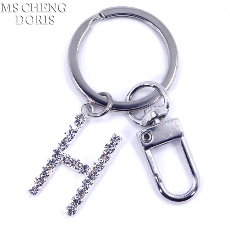 Брелок с подвеской в виде буквы хрустальные стразы Алфавит кольцо для ключей