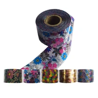 1roll flower nail transfer foil sticker designer holographic nail art decal 100m4cm adhesive tropic starry accessories wraps