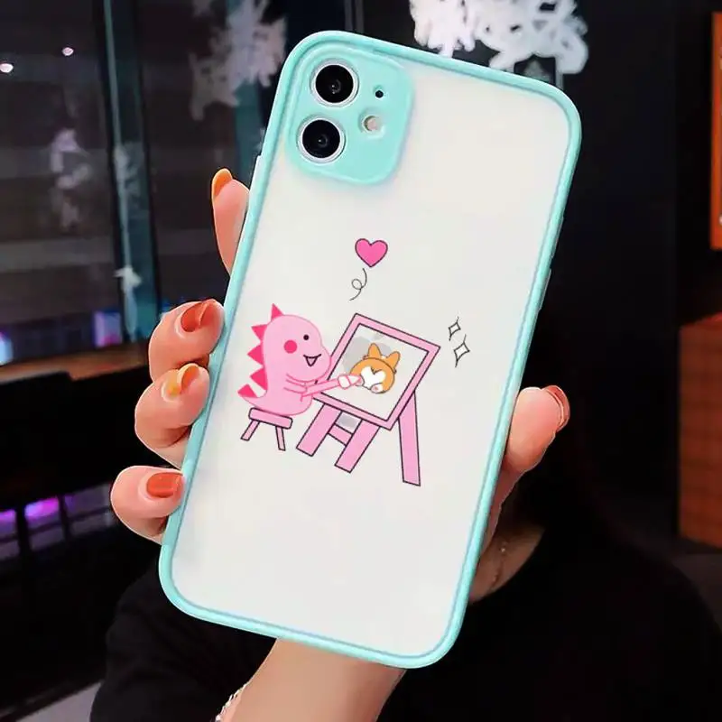 

Creative cute couple cartoon animal Phone Cases Matte Transparent For iPhone 12 Mini 11 Pro XR XS Max 7 8 Plus