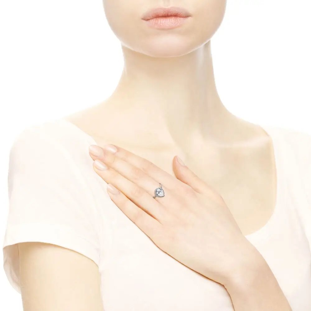 Crystal Authentic 100% 925 Sterling Silver Women Rings Sparkling Teardrop Halo Ring for Engagemen Anniversary DIY Jewelry | Украшения и