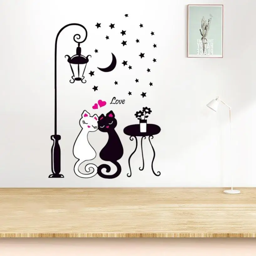Креативная милая пара мультяшная Наклейка на стену для гостиной спальни сделай сам наклейки домашнего