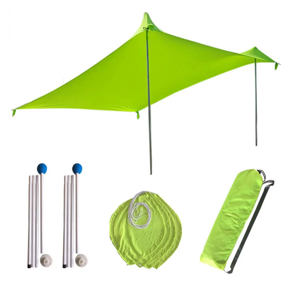 Family Beach Sunshade UPF50 Sun Shade Tent Aluminum Poles 4 Sandbag Anchor Lightweight But Heavy Duty Canopy+Carry Bag | Спорт и