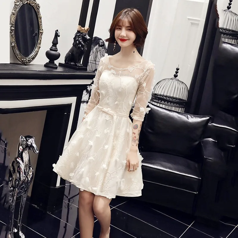 

Женское пикантное Сетчатое платье Ципао цвета шампанского, с перьями, с цветочной аппликацией, без бретелек, банкетное платье