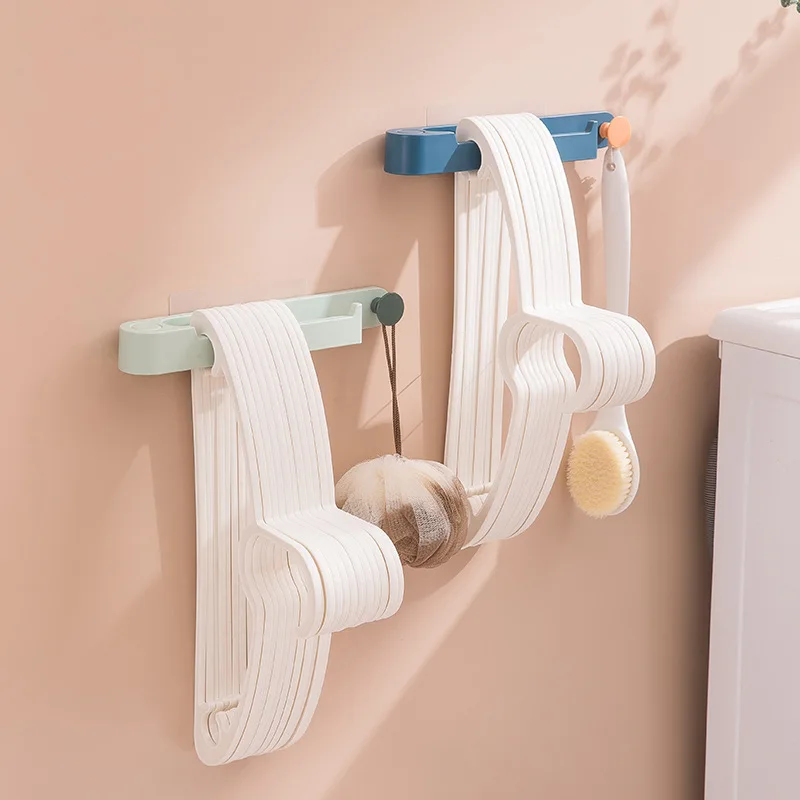 

Hanger Storage Rack Bathroom Punch-Free Household Hanger Hook Balcony Finishing Rack Wall Hanging Drying Hanger