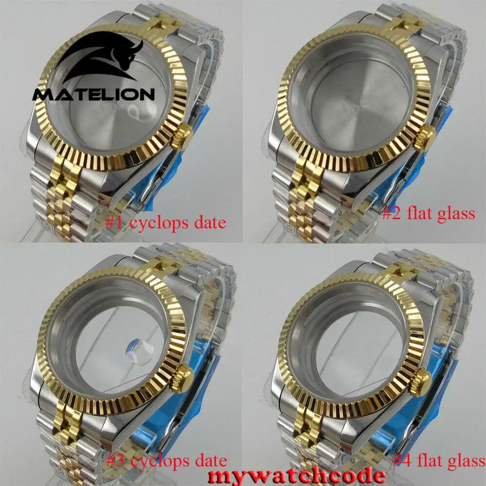 

40mm sapphire glass two tone Watch Case fit NH35 NH36 Miyota 8215 eta 2836 Movement jubilee bracelet