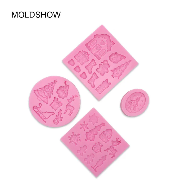 Набор из 4 силиконовых форм для рождественской