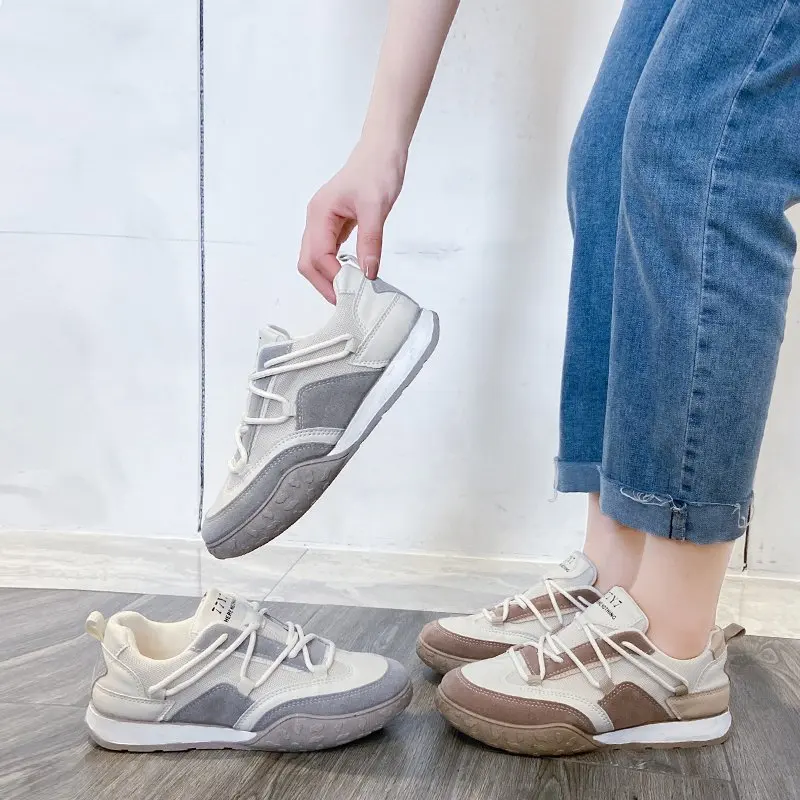 

Spring Sneakers Mesh Knitted Casual Women's Shoes Lace up Ladies Vulcanized Shoes Breathable Comfort Basket Femme Light Trainer