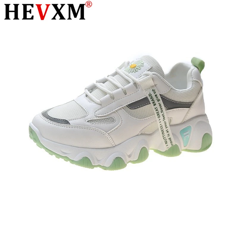 Женские кожаные кроссовки на платформе повседневные дышащие из