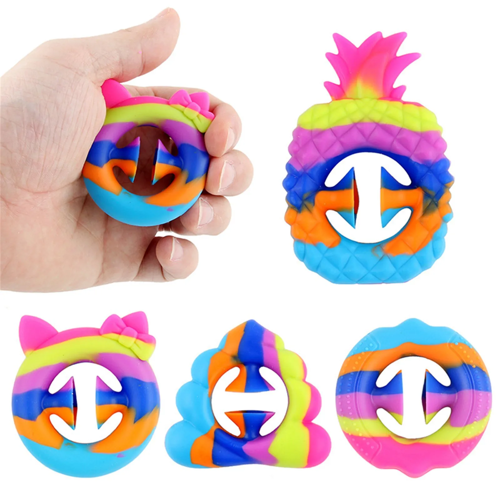 

Stress Relief Sensory Hand Toy Anti-anxiety Snap Gr-ab Click Finger Toy Rainbow