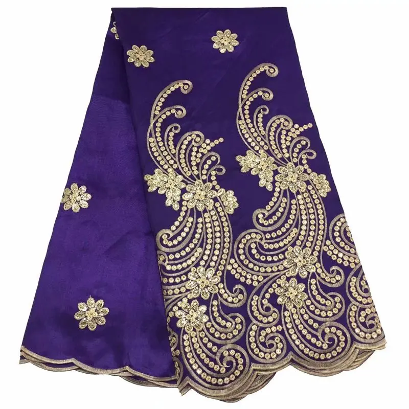 Нигерийский сырой шелк Джордж обертки с блестками африканская ткань камнями