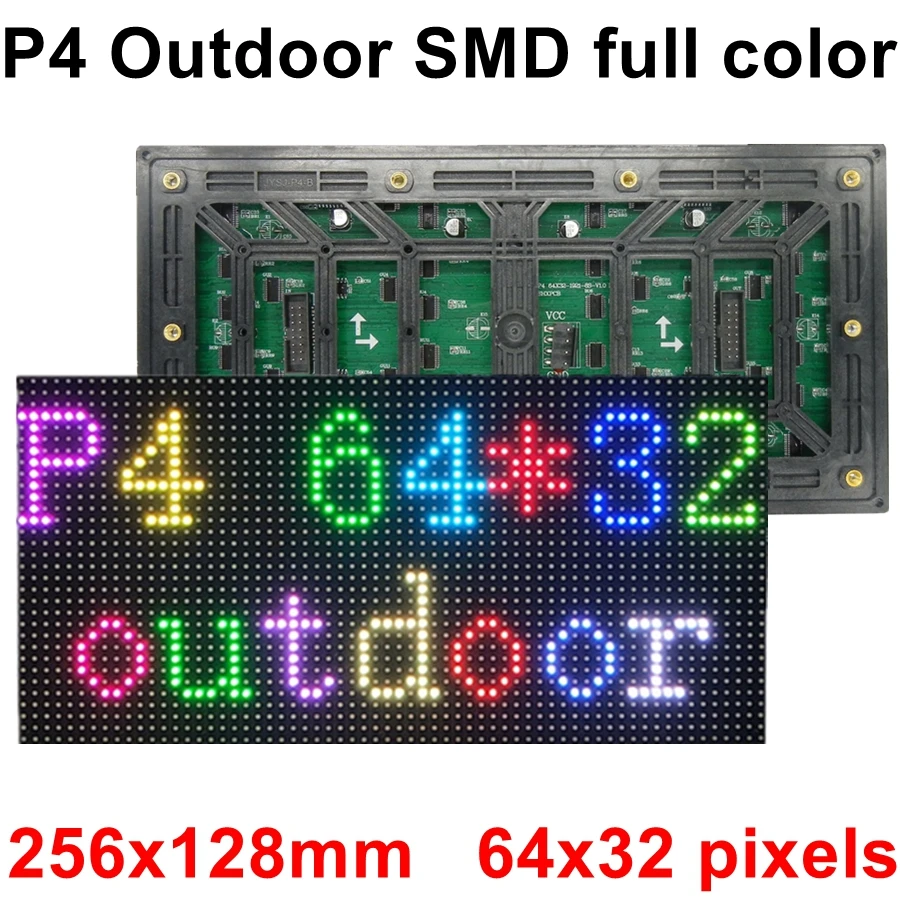 P4 открытый полноцветный модуль SMD 256*128 мм 64*32 пикселей 1/8 Scan Hub75 высокая яркость для