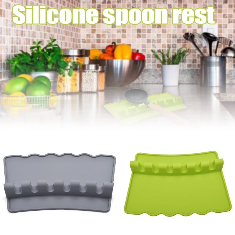 

Large Silicone Spoon Rest with Slot Non-Slip Design Counter Spatula Tableware Holder Soft & Safe Easy to Clean Materials Spoon