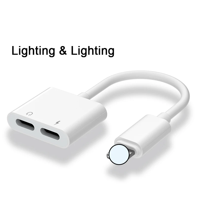 Lighting Lighting 2 в 1 зарядное устройство адаптер для зарядки 3,5 мм разъем разветвитель AUX для iphone XS MAX освещение прослушивания адаптер для iphone X 8 Plus - Color: Lighting Lighting