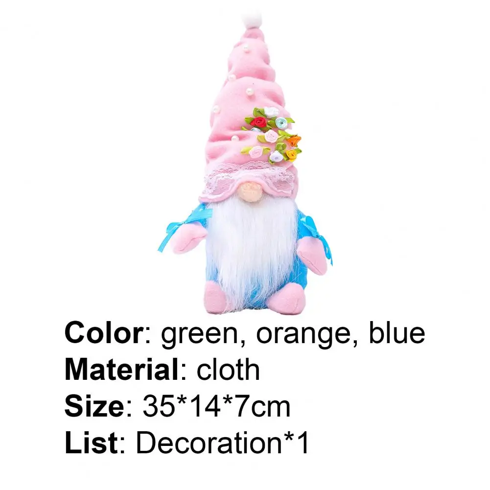 

Rudolf Handmade Soft Colorful Faux Pearl Flowers Mothers Day Doll Gnome for Home Deroration