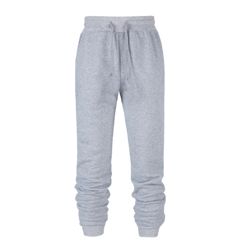 

Men Pants Solid Color Fleece Warm Threaded Cuffs High Quality Fashion Gray Sweatpants Trousers Casual Joggers Bodybuilding
