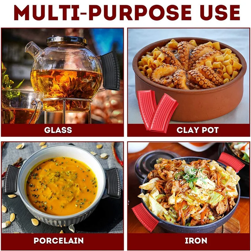 

Silicone Pot Handle Cover Heat Insulation Cover Heat-Resistant Pot Handle Non-Slip Anti-Scald Handle Cover, 4PCS