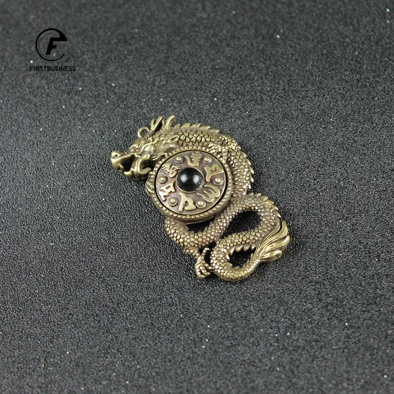 Вращающаяся тибетская мантра из чистой латуни с летающим драконом шесть