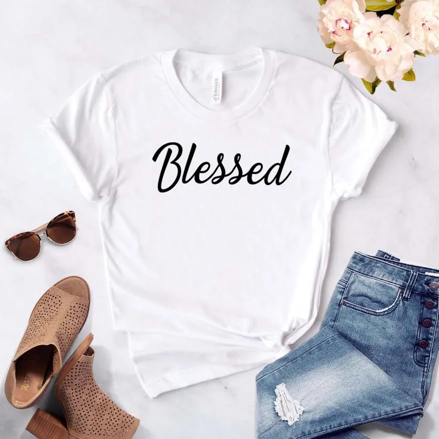 Blessed Letter Print T Shirt Women Short Sleeve O Neck Loose Tshirt Ladies Summer Fashion Tee Tops Clothes | Женская одежда
