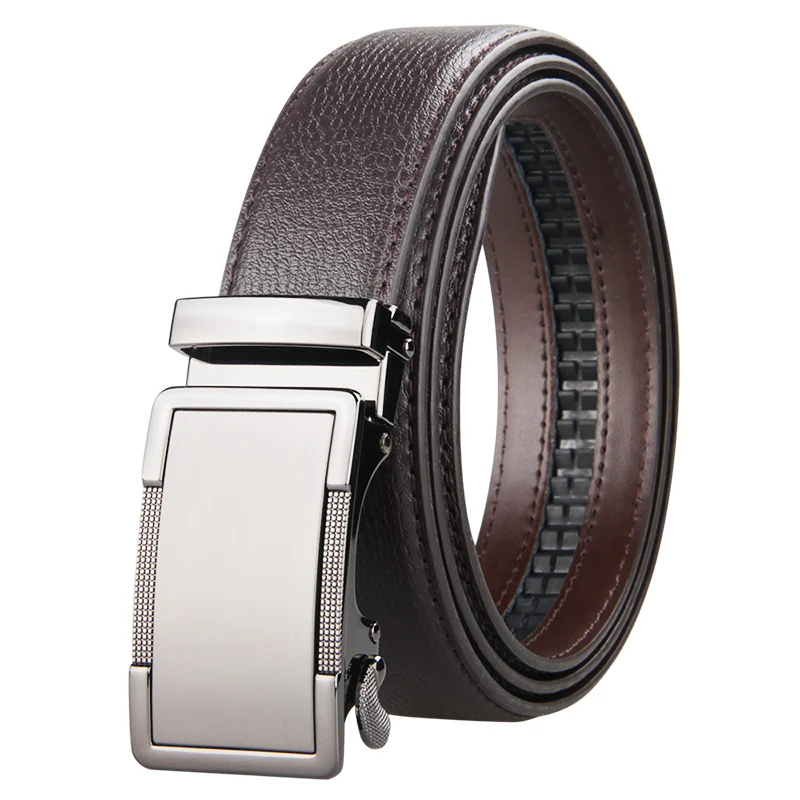 Brand Brown Leather Belt for Men Luxury Brand Fashion Automatic Buckle Ratchet Belts Comfort Click Leather Belt Male