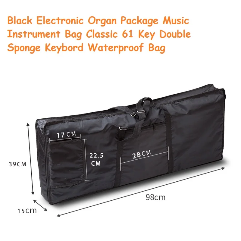 

Instrument Bags & Cases for Electronic Organ Black Handcarry 420D Oxford Material 5MM Sponge Zipper 61Keys Backpacks