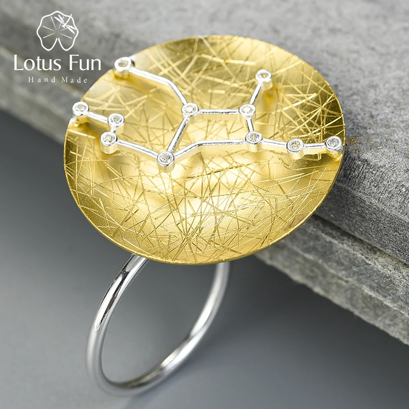 Lotus Fun реальные 925 пробы Серебряный Цирконий ручной работы дизайнер ювелирных украшений двенадцать зодиакальные кольца для Для женщин Bijoux