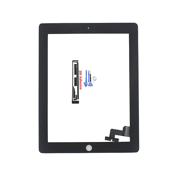Only Black Screen Планшет сенсорный экран для iPad2 A1395 A1396 A1397 дигитайзер передняя панель Замена сенсорный экран+ закаленное стекло средняя рамка - Цвет: Only Black Screen