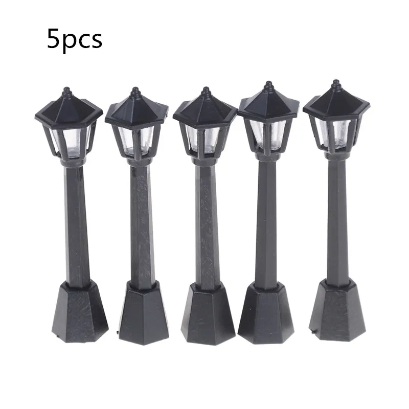 

5Pcs/lot Black Lights Single Head Scale Lampposts Train N Scale Lights Model Garden Lamps Street Lamps Model Building